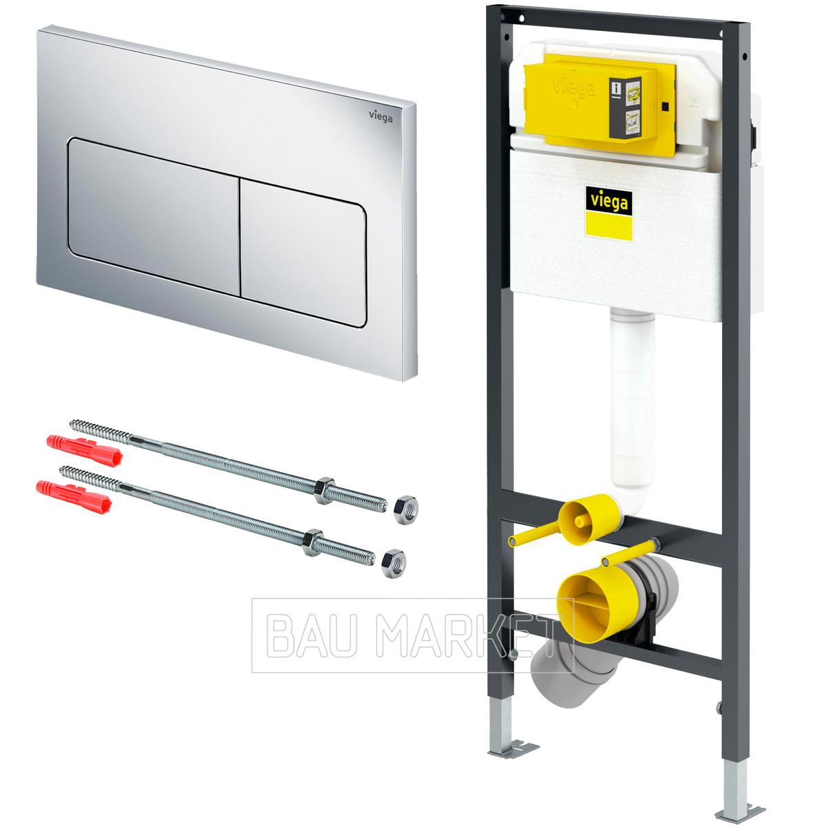 Комплект инсталляция Viega Prevista Dry WC с кнопкой Visign for Life 5 хром (771973 + 678630 + 773717)