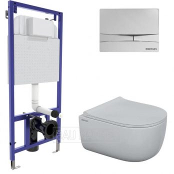Унитаз подвесной Berges Wasserhaus EGO Rimless с сиденьем Toma Slim SO + инсталляция Novum 525 с кнопкой F3 (047253)