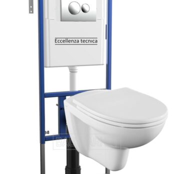 Унитаз подвесной Vitra Norm Fitm с инсталляцией Eccellenza tecnica с кнопкой, и сиденьем “микролифт” (6855B099-1777+803-003-709+152.4.501.8088+152.7.312)